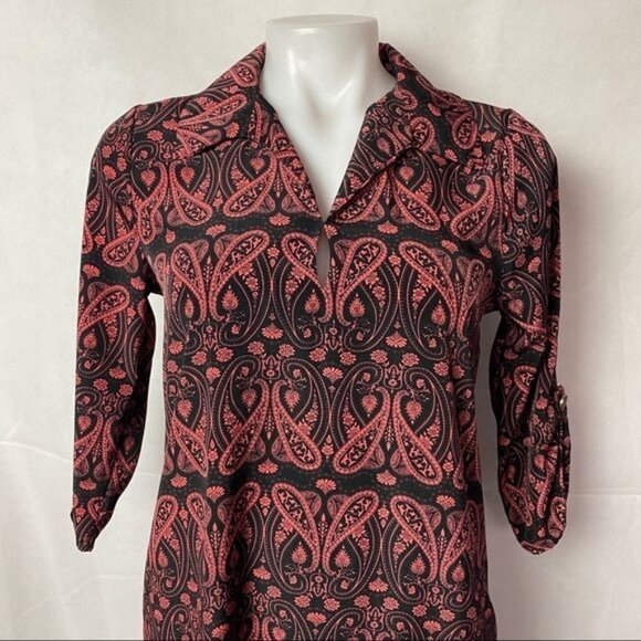 Teenplo Paisley  Black Pink Long Sleeve Mini Dress Size S - Picture 4 of 10